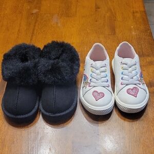 Cozy Black Furry Kids Slippers